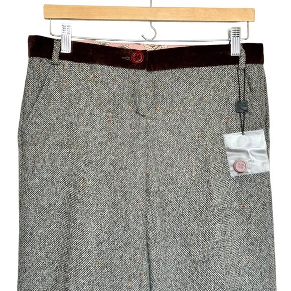 NWT D&G Dolce & Gabbana Short Capri Pants Sz 4 Brown Wool Tweed Cuffed Preppy - Picture 3 of 13